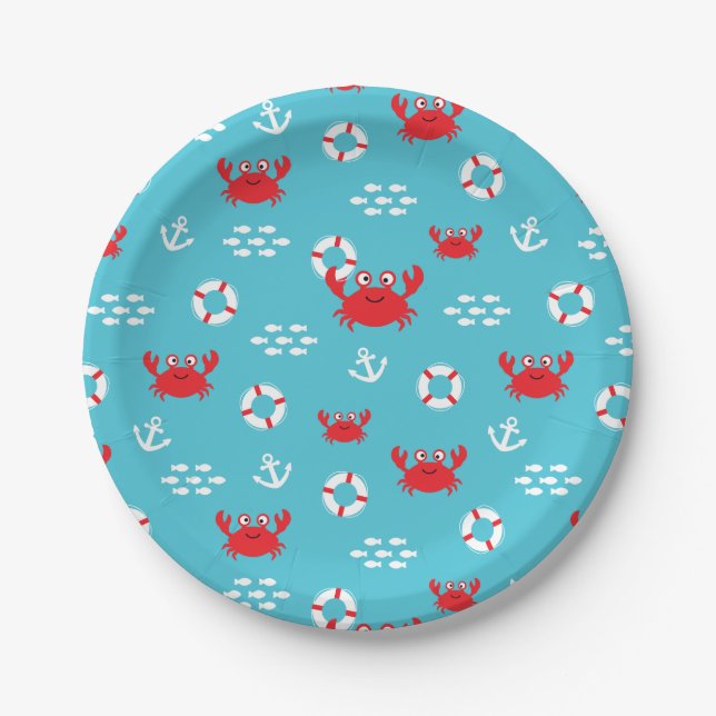 Crab with Lifebuoy Paper Plate (Front)