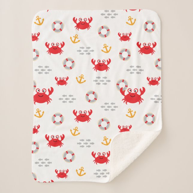 Crab with Lifebuoy Sherpa Blanket (Front)