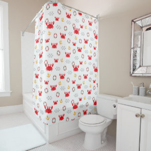Crab with Lifebuoy Shower Curtain