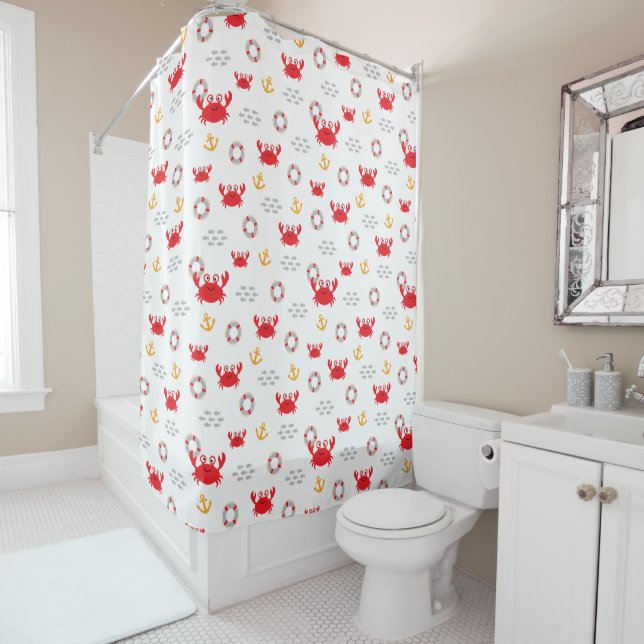 Crab with Lifebuoy Shower Curtain (In Situ)