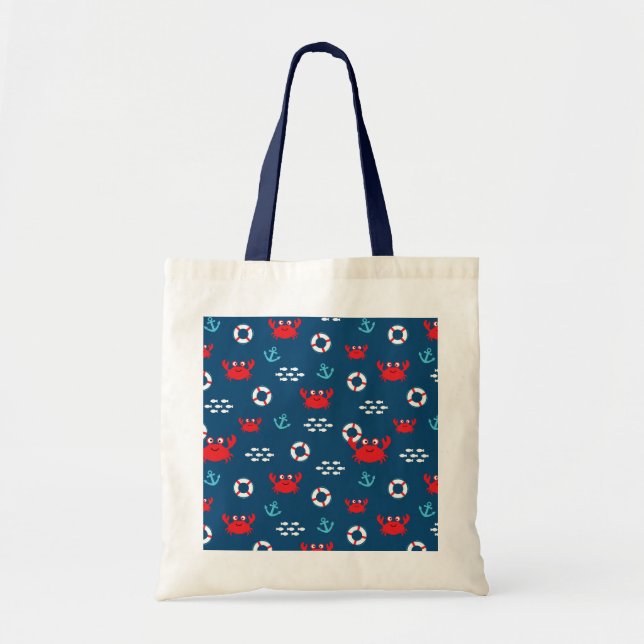 Crab with Lifebuoy Tote Bag (Front)