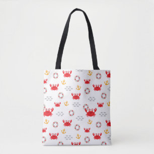 Crab with Lifebuoy Tote Bag