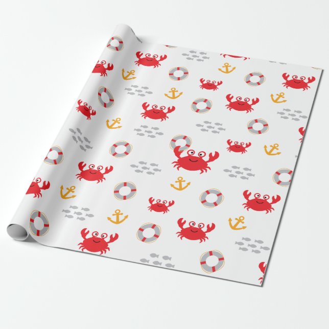 Crab with Lifebuoy Wrapping Paper (Unrolled)