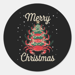 Crab Xmas Tree Crab Christmas Tree Classic Round Sticker