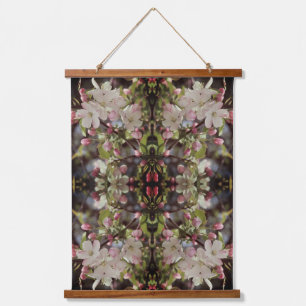 Crabapple Blossoms Vintage Abstract Hanging Tapestry
