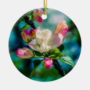 Crabapple flower and buds ceramic tree decoration