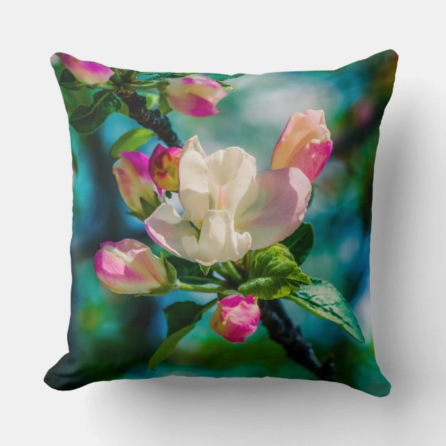 Crabapple flower and buds cushion (Front)