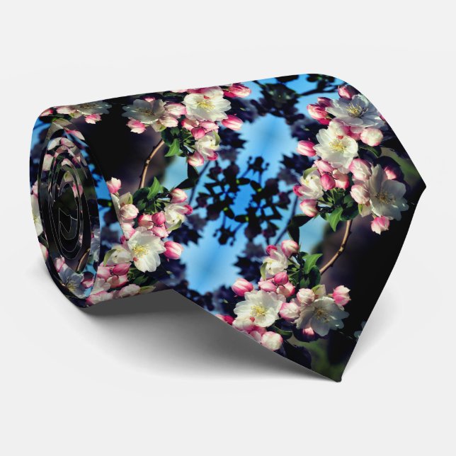 Crabapple Flower Blossom Abstract Pattern  Tie (Rolled)