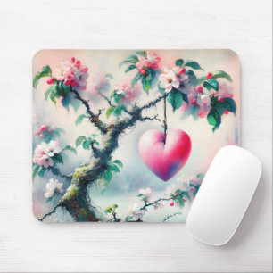 Crabapple Tree Heart Mouse Mat