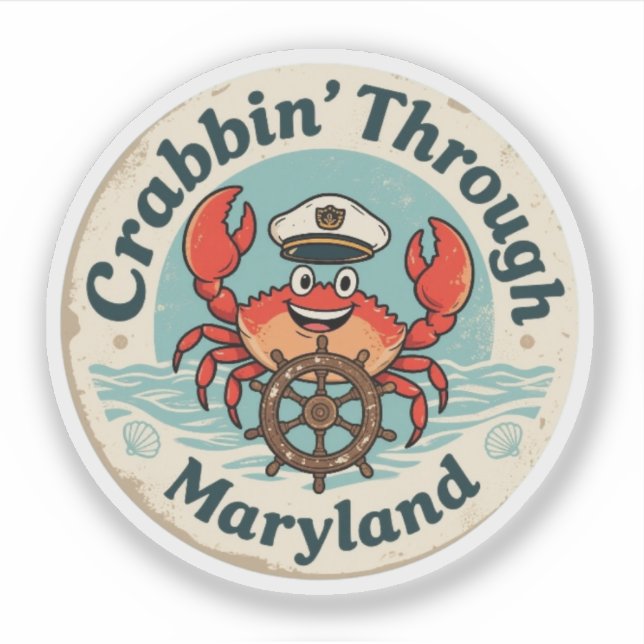 Crabbin’ Through Maryland_ Vintage Coastal Artwork (Front)
