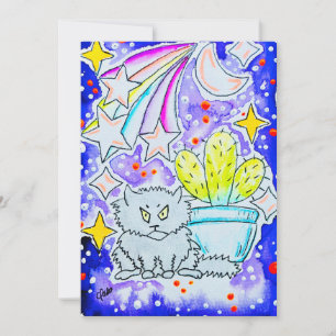 Crabby Cat & Cactus Invitation