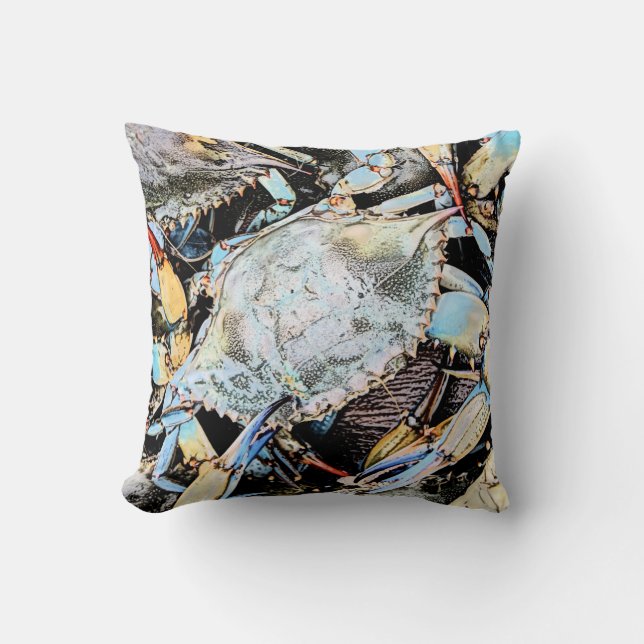 Crabby Crab Square Throw Pillow (Front)