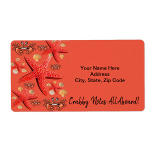 Crabby Crab Starfish Beach Boats House Labels
