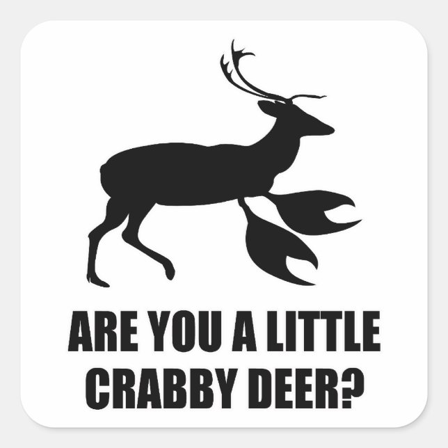 Crabby Deer Square Sticker (Front)