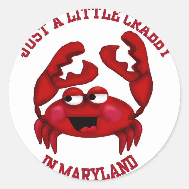 Crabby in Maryland Classic Round Sticker (Front)