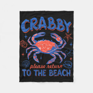 Crabby return to the beach summer vacation crab fleece blanket