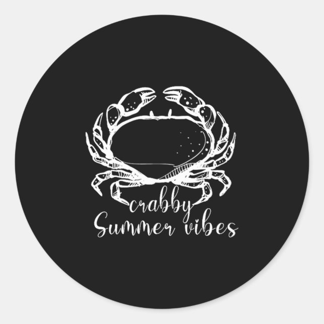 Crabby Summer Vibes,love Crab, Beach Funny Gift Me Classic Round Sticker (Front)