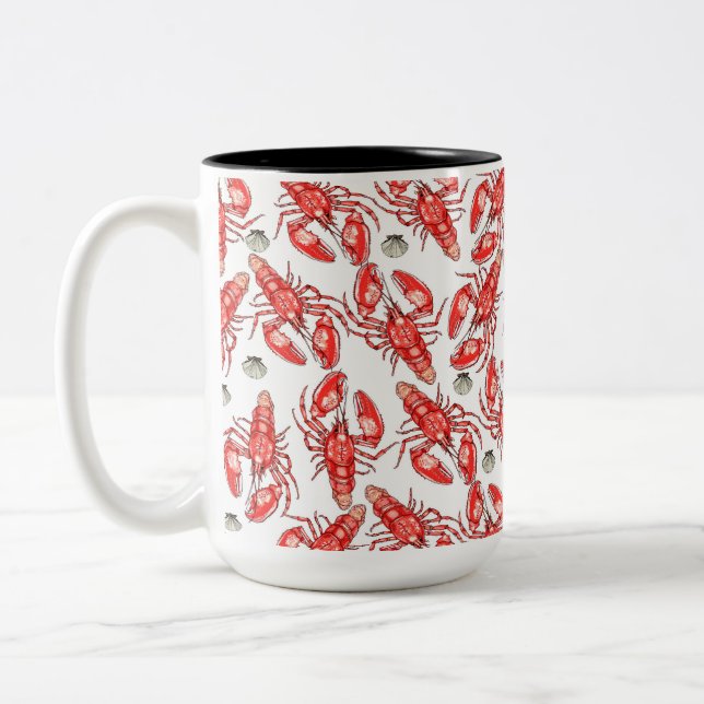 Crabs and lobsters. Seafood.  Two-Tone Coffee Mug (Left)