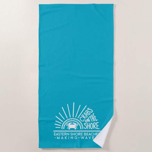 Crabs on the Shore - Teal Beach Towel (Front)