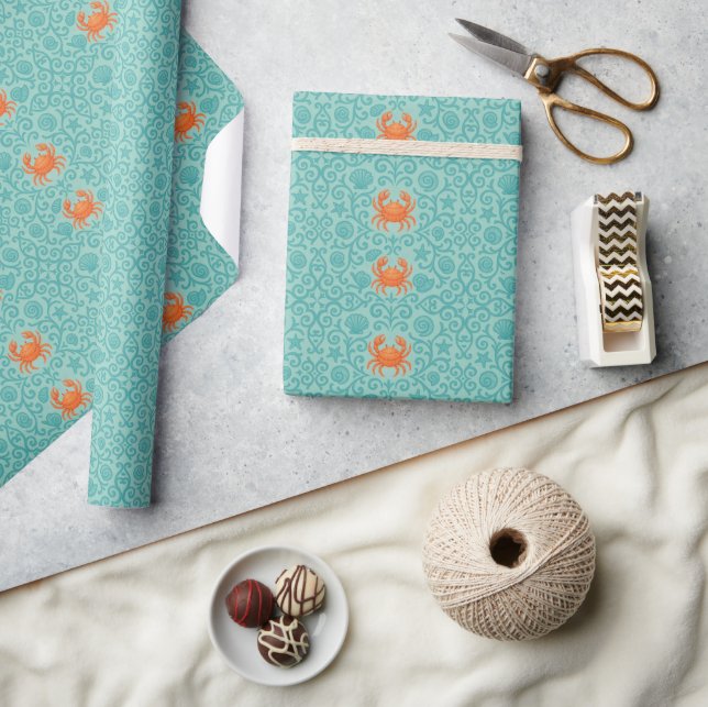 Crabs Ornamental Symphony Wrapping Paper (Crafts)