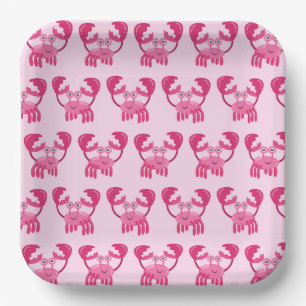 Crabs Paper Plates, Pink Under the Sea Party Plate