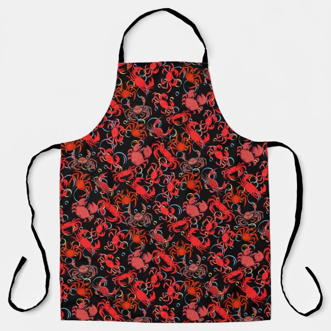 Crabs Patternx4 Black BG Apron (Front)