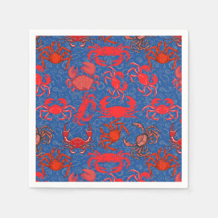Crabs Patternx4 Blue BG Napkin