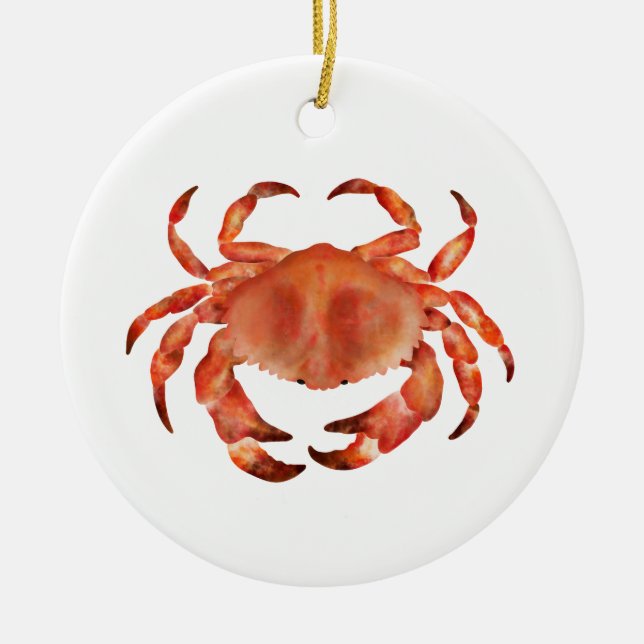 Crabs Seaside Pattern Personalised Ceramic Tree Decoration (Front)