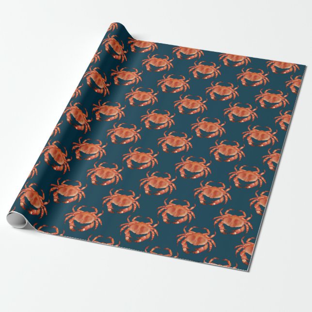 Crabs Seaside Pattern Wrapping Paper (Unrolled)