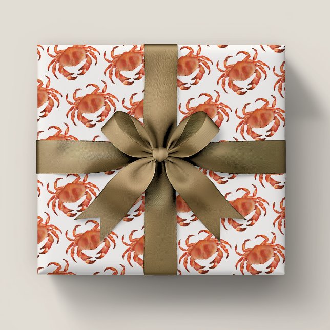 Crabs Seaside Pattern Wrapping Paper Sheet (Brown crab crustacean wrapping paper sheets)