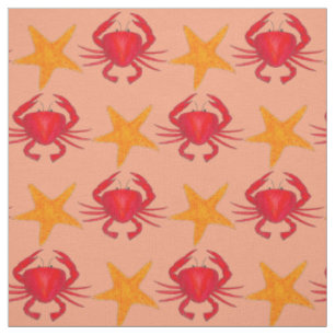Crabs Starfish Marine Ocean Life Beach Vacation Fabric