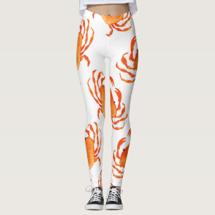 Crabs Watercolor: White Background Pattern Leggings