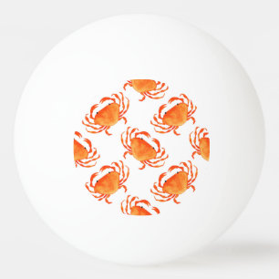 Crabs Watercolor: White Background Pattern Ping Pong Ball