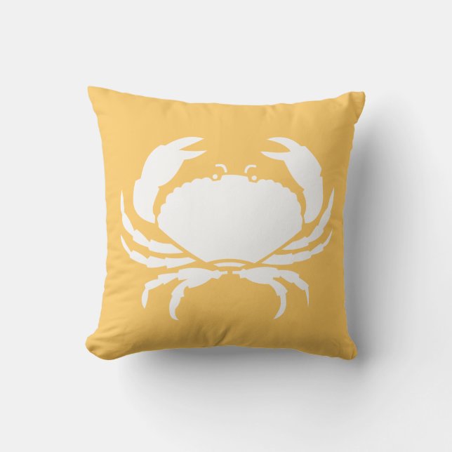 CRABS WHITE on Honey Yellow Cushion (Front)