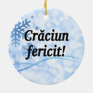 Crăciun fericit! Merry Christmas in Romanian bf Ceramic Tree Decoration