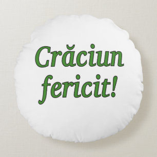 Crăciun fericit! Merry Christmas in Romanian gf Round Cushion