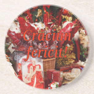 Crăciun fericit! Merry Christmas in Romanian rf Coaster