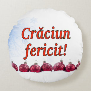 Crăciun fericit! Merry Christmas in Romanian rf Round Cushion
