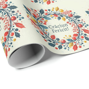 Craciun fericit - Romanian - tricolor flag - white Wrapping Paper