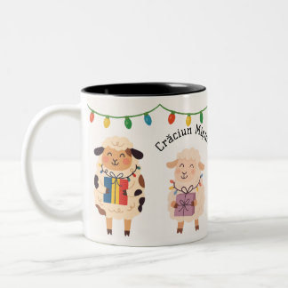Crăciun Mișto Sheep Gift Romanian Holiday Two-Tone Coffee Mug
