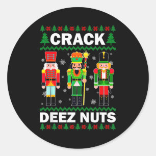 Crack Deez Nuts Funny Christmas Classic Round Sticker
