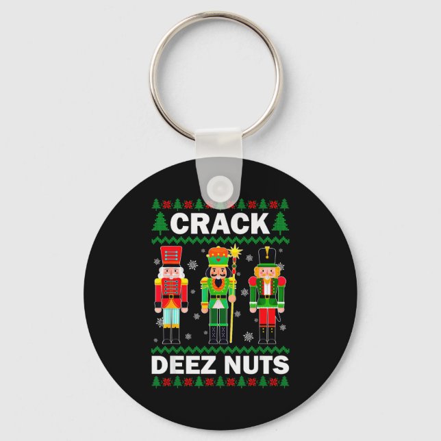 Crack Deez Nuts Funny Christmas  Key Ring (Front)