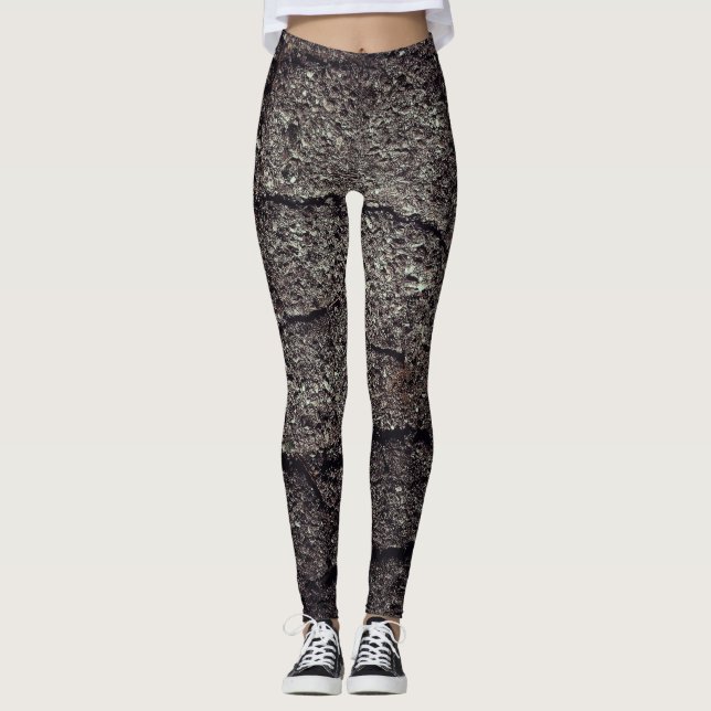 Cracked asphalt road cool lines leggings (Front)