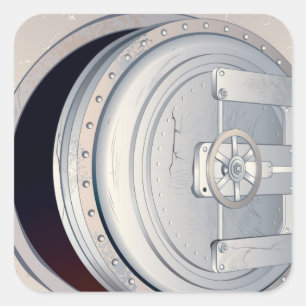 Cracked Bank Safe Square Sticker