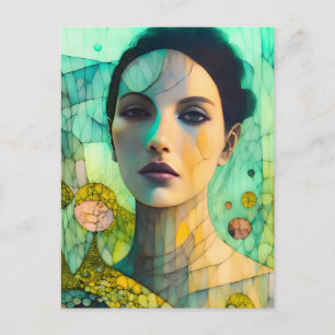 Cracked Beautiful Woman Postcard