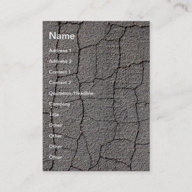 Cracked black pavement texture business card (Front)