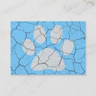 Cracked Blue Animal Paw Print  Business Cards