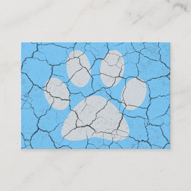 Cracked Blue Animal Paw Print  Business Cards (Front)