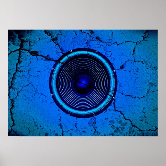 Cracked blue music speaker poster (Front)