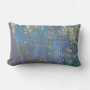 cracked blue textured paint pattern lumbar cushion
